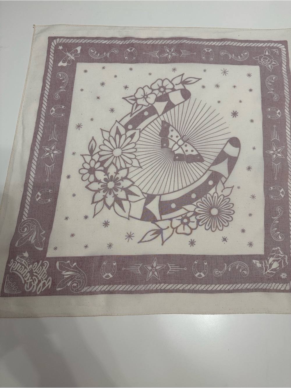 Women's Red & Cream Bandana Scarf - Picture 4 of 6